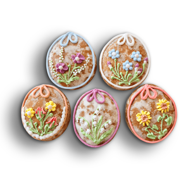 Okrašen medenjak - velikonočna jajčka 5/1 (cena za 5 kom)