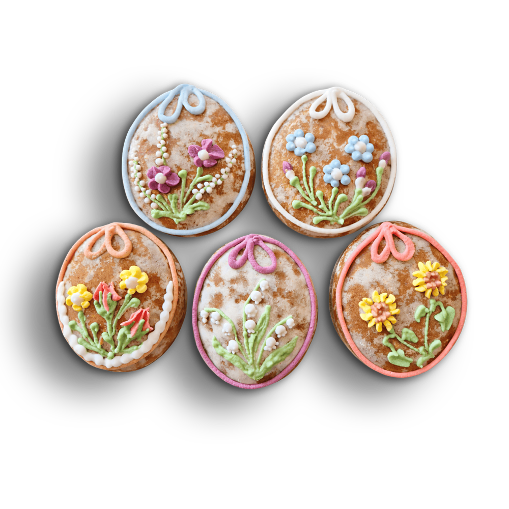 Okrašen medenjak - velikonočna jajčka 5/1 (cena za 5 kom)